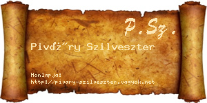 Piváry Szilveszter névjegykártya