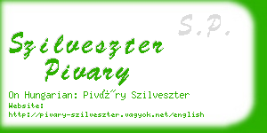 szilveszter pivary business card